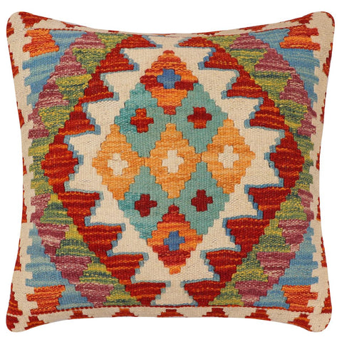 handmade Traditional Pillow Rust Beige Hand-Woven SQUARE 100% WOOL  Hand woven turkish pillow  PILLOW