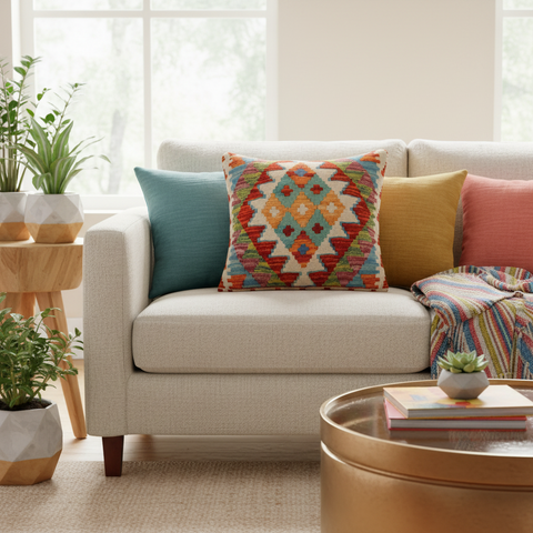 Bohemian Ryder Turkish Hand-Woven Kilim Pillow