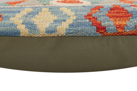 handmade Traditional Pillow Rust Blue Hand-Woven SQUARE 100% WOOL Hand woven turkish pillow2 x 2