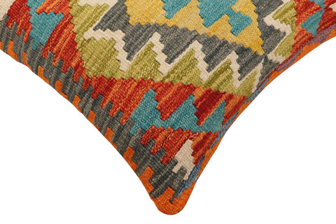 handmade Traditional Pillow Rust Blue Hand-Woven SQUARE 100% WOOL Hand woven turkish pillow2 x 2