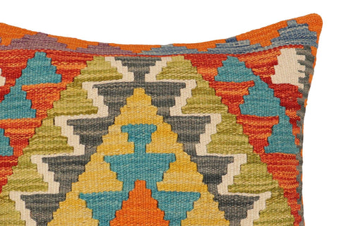 handmade Traditional Pillow Rust Blue Hand-Woven SQUARE 100% WOOL Hand woven turkish pillow2 x 2