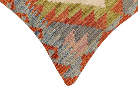 handmade Traditional Pillow Rust Blue Hand-Woven SQUARE 100% WOOL  Hand woven turkish pillow  2 x 2