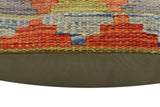 handmade Traditional Pillow Rust Blue Hand-Woven SQUARE 100% WOOL  Hand woven turkish pillow  2 x 2