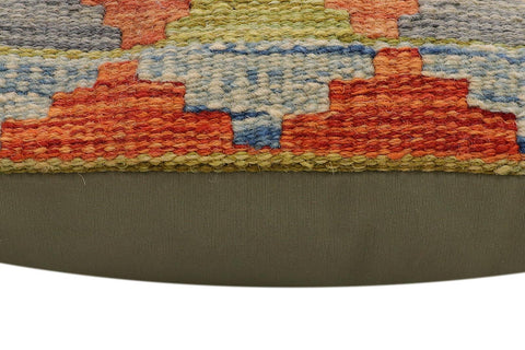 handmade Traditional Pillow Rust Blue Hand-Woven SQUARE 100% WOOL  Hand woven turkish pillow  2 x 2