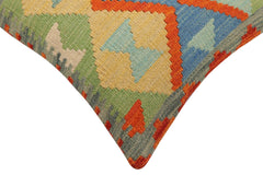 handmade Traditional Pillow Rust Blue Hand-Woven SQUARE 100% WOOL Hand woven turkish pillow2' x 2'