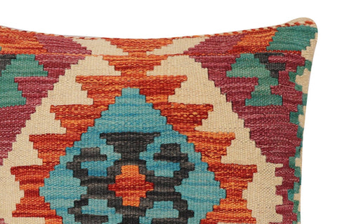 handmade Traditional Pillow Rust Blue Hand-Woven SQUARE 100% WOOL Hand woven turkish pillow2 x 2