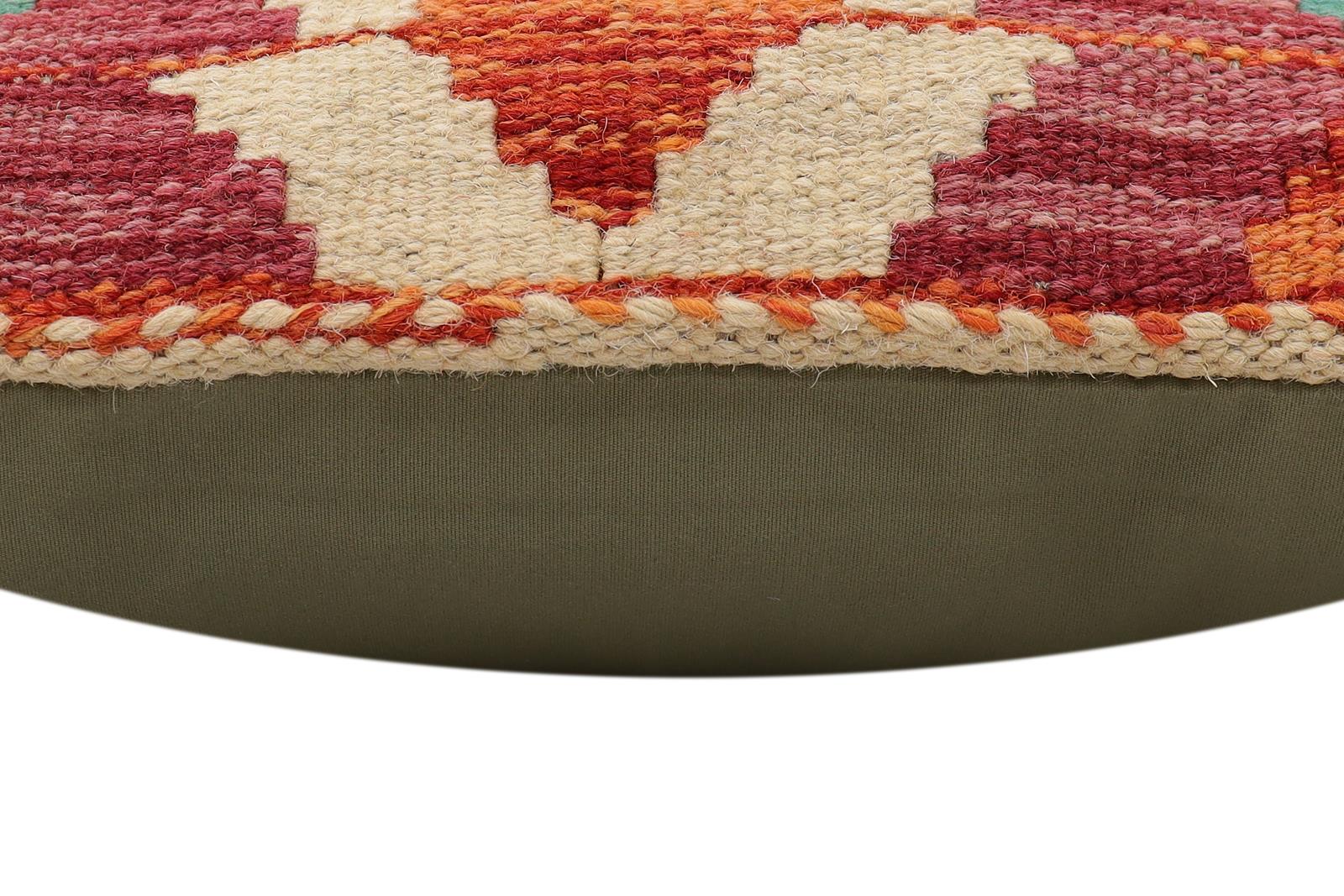 handmade Traditional Pillow Rust Blue Hand-Woven SQUARE 100% WOOL Hand woven turkish pillow2 x 2