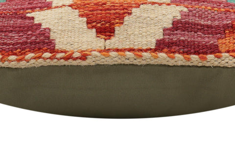 handmade Traditional Pillow Rust Blue Hand-Woven SQUARE 100% WOOL Hand woven turkish pillow2 x 2