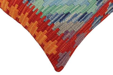 handmade Traditional Pillow Rust Blue Hand-Woven SQUARE 100% WOOL  Hand woven turkish pillow  2 x 2