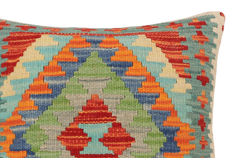 handmade Traditional Pillow Rust Blue Hand-Woven SQUARE 100% WOOL  Hand woven turkish pillow  2 x 2