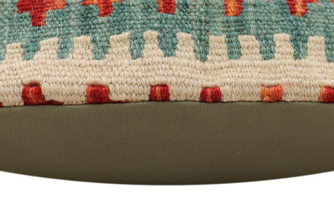 handmade Traditional Pillow Rust Blue Hand-Woven SQUARE 100% WOOL  Hand woven turkish pillow  2 x 2