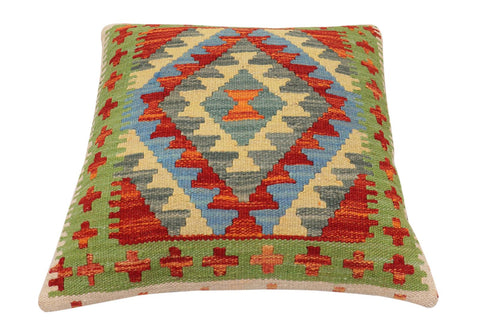 handmade Traditional Pillow Rust Blue Hand-Woven SQUARE 100% WOOL Hand woven turkish pillow2 x 2
