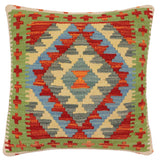 handmade Traditional Pillow Rust Blue Hand-Woven SQUARE 100% WOOL Hand woven turkish pillow2' x 2'