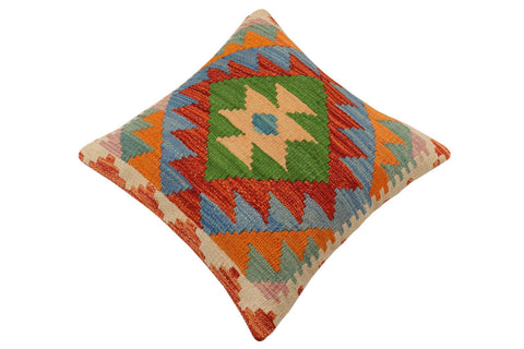handmade Traditional Pillow Rust Blue Hand-Woven SQUARE 100% WOOL Hand woven turkish pillow2 x 2
