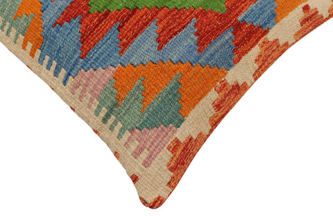 handmade Traditional Pillow Rust Blue Hand-Woven SQUARE 100% WOOL Hand woven turkish pillow2 x 2