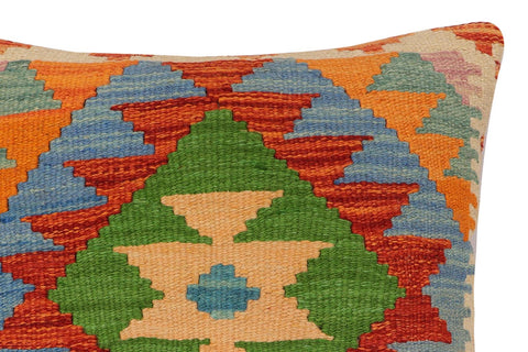 handmade Traditional Pillow Rust Blue Hand-Woven SQUARE 100% WOOL Hand woven turkish pillow2 x 2