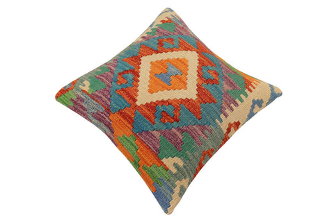 handmade Traditional Pillow Rust Blue Hand-Woven SQUARE 100% WOOL Hand woven turkish pillow2 x 2