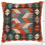 handmade Traditional Pillow Rust Blue Hand-Woven SQUARE 100% WOOL  Hand woven turkish pillow  2 x 2