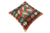 handmade Traditional Pillow Rust Blue Hand-Woven SQUARE 100% WOOL  Hand woven turkish pillow  2 x 2