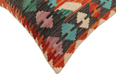 handmade Traditional Pillow Rust Blue Hand-Woven SQUARE 100% WOOL  Hand woven turkish pillow  2 x 2