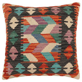 handmade Traditional Pillow Rust Blue Hand-Woven SQUARE 100% WOOL  Hand woven turkish pillow  2 x 2