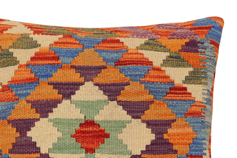 handmade Traditional Pillow Rust Blue Hand-Woven SQUARE 100% WOOL  Hand woven turkish pillow  2 x 2