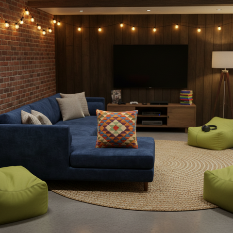 Boho Chic Lister Turkish Hand-Woven Kilim Pillow