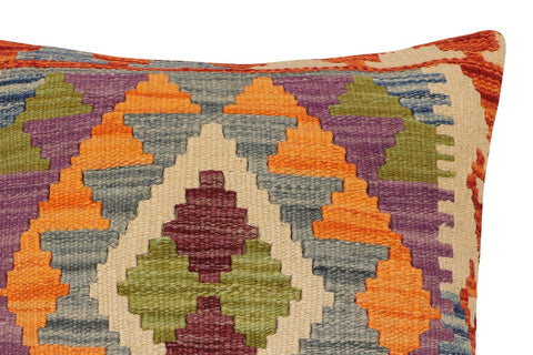 handmade Traditional Pillow Rust Blue Hand-Woven SQUARE 100% WOOL  Hand woven turkish pillow  2 x 2