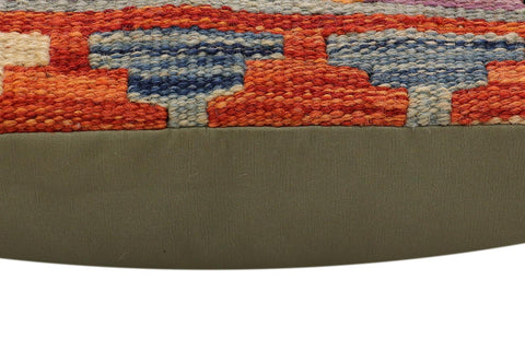 handmade Traditional Pillow Rust Blue Hand-Woven SQUARE 100% WOOL  Hand woven turkish pillow  2 x 2