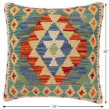 handmade Traditional Pillow Rust Blue Hand-Woven SQUARE 100% WOOL  Hand woven turkish pillow  PILLOW