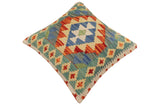 handmade Traditional Pillow Rust Blue Hand-Woven SQUARE 100% WOOL  Hand woven turkish pillow  PILLOW