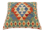 handmade Traditional Pillow Rust Blue Hand-Woven SQUARE 100% WOOL  Hand woven turkish pillow  PILLOW
