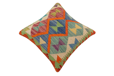 handmade Traditional Pillow Rust Blue Hand-Woven SQUARE 100% WOOL Hand woven turkish pillow2 x 2