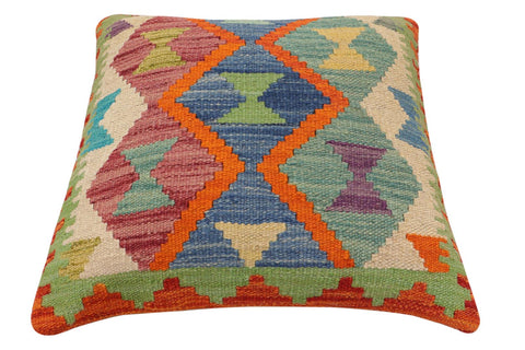handmade Traditional Pillow Rust Blue Hand-Woven SQUARE 100% WOOL Hand woven turkish pillow2 x 2