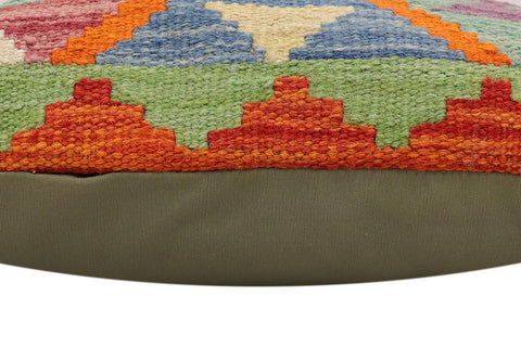 handmade Traditional Pillow Rust Blue Hand-Woven SQUARE 100% WOOL Hand woven turkish pillow2 x 2