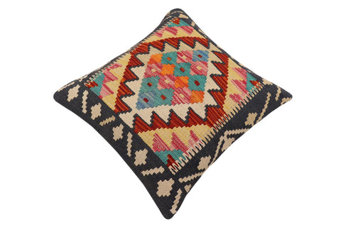 handmade Traditional Pillow Rust Blue Hand-Woven SQUARE 100% WOOL  Hand woven turkish pillow  PILLOW