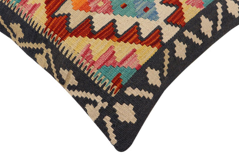 handmade Traditional Pillow Rust Blue Hand-Woven SQUARE 100% WOOL  Hand woven turkish pillow  PILLOW