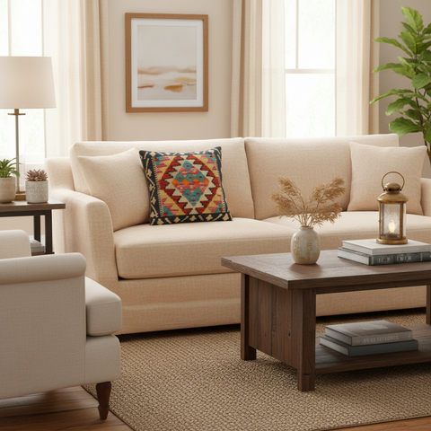 Boho Chic Baldock Turkish Hand-Woven Kilim Pillow