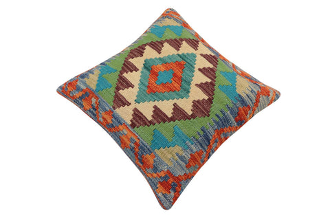 handmade Traditional Pillow Rust Blue Hand-Woven SQUARE 100% WOOL Hand woven turkish pillow2 x 2