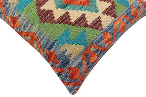 handmade Traditional Pillow Rust Blue Hand-Woven SQUARE 100% WOOL Hand woven turkish pillow2 x 2