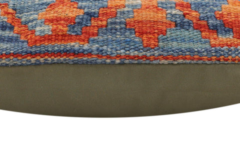 handmade Traditional Pillow Rust Blue Hand-Woven SQUARE 100% WOOL Hand woven turkish pillow2 x 2