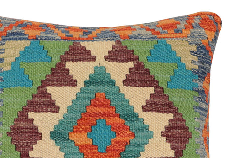 handmade Traditional Pillow Rust Blue Hand-Woven SQUARE 100% WOOL Hand woven turkish pillow2 x 2