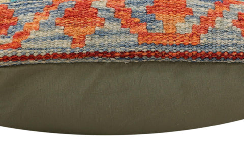 handmade Traditional Pillow Rust Blue Hand-Woven SQUARE 100% WOOL Hand woven turkish pillow2 x 2