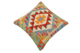 handmade Traditional Pillow Rust Blue Hand-Woven SQUARE 100% WOOL Hand woven turkish pillow2' x 2'