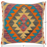 handmade Traditional Pillow Rust Blue Hand-Woven SQUARE 100% WOOL  Hand woven turkish pillow  PILLOW