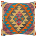 handmade Traditional Pillow Rust Blue Hand-Woven SQUARE 100% WOOL  Hand woven turkish pillow  PILLOW