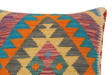 handmade Traditional Pillow Rust Blue Hand-Woven SQUARE 100% WOOL  Hand woven turkish pillow  PILLOW