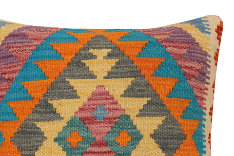handmade Traditional Pillow Rust Blue Hand-Woven SQUARE 100% WOOL  Hand woven turkish pillow  PILLOW