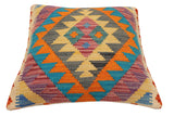 handmade Traditional Pillow Rust Blue Hand-Woven SQUARE 100% WOOL  Hand woven turkish pillow  PILLOW