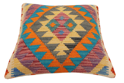 handmade Traditional Pillow Rust Blue Hand-Woven SQUARE 100% WOOL  Hand woven turkish pillow  PILLOW